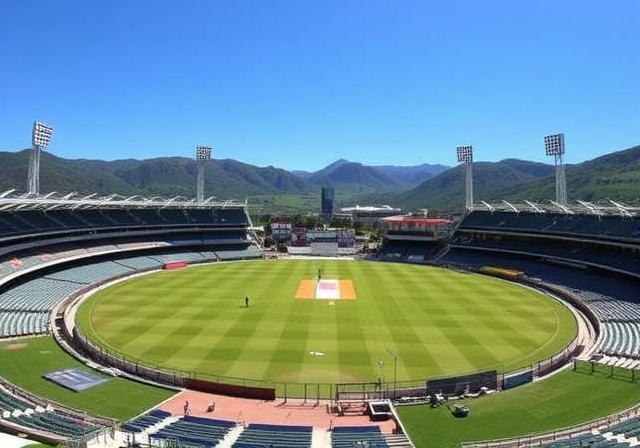 Newlands Cricket Ground with Table Mountain view in Cape Town