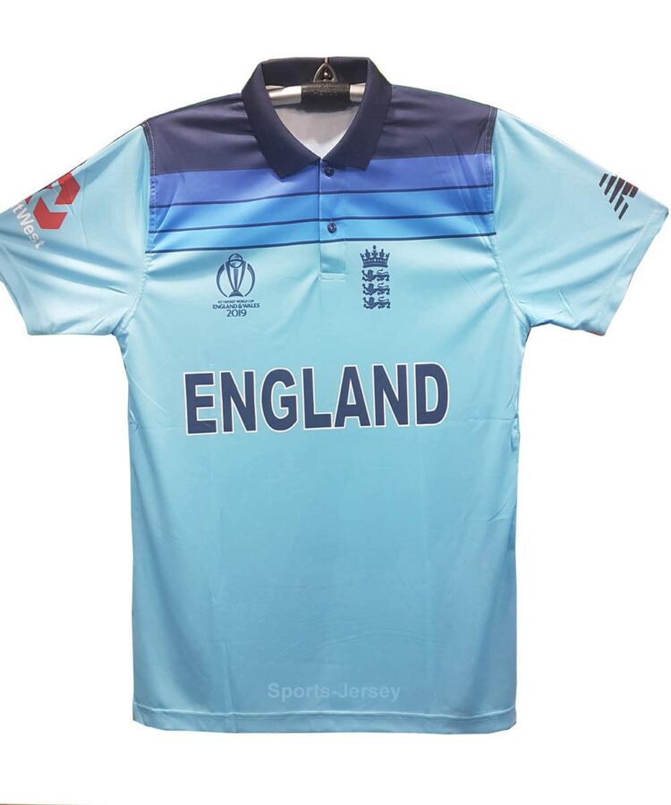 England's 2019 jersey, light blue with navy accents