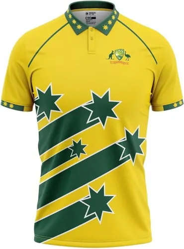 Australia's 1999 World Cup jersey, yellow with green accents and Southern Cross