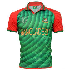 Bangladesh's 2015 jersey, bright green with red accents